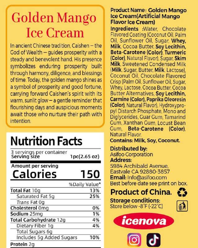 Ice Nova Mango Ice Cream 3ct