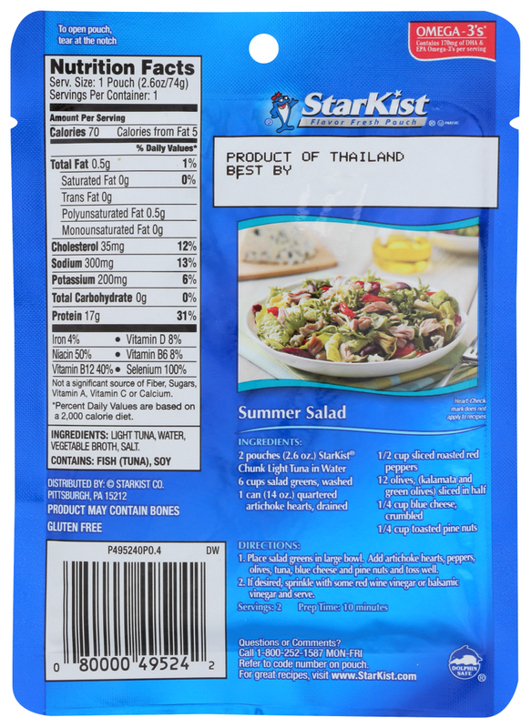StarKist Chunk Light Tuna in Water Pouch 2.6oz