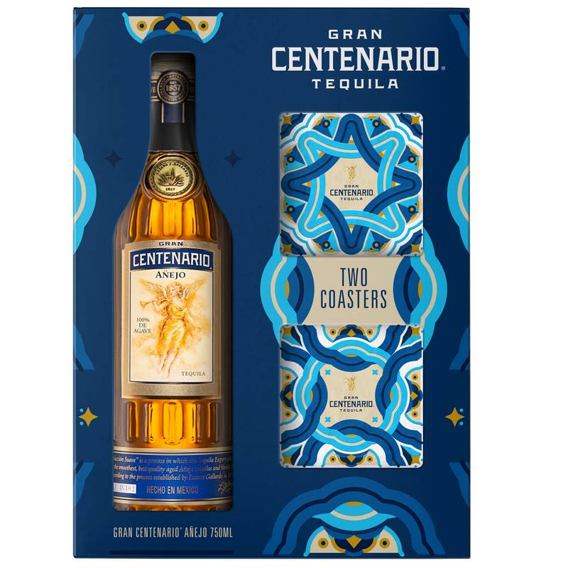 Gran Centenario Añejo with Two Ceramic Coasters Tequila 750ml (80 Proof)