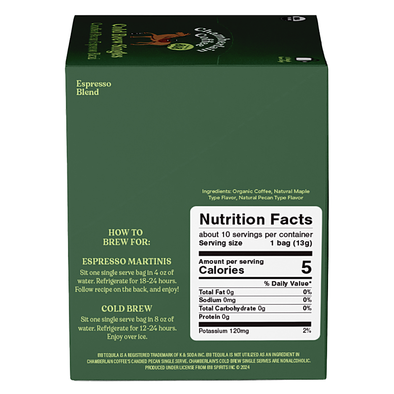 Chamberlain Coffee Candied Pecan Dark Roast 10pk Limited Edition Inspired By 818 Tequila