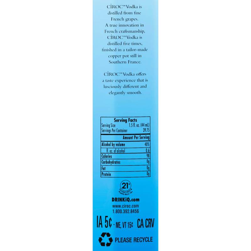 CIROC Ultra-Premium Vodka, 1.75 L (80 Proof)