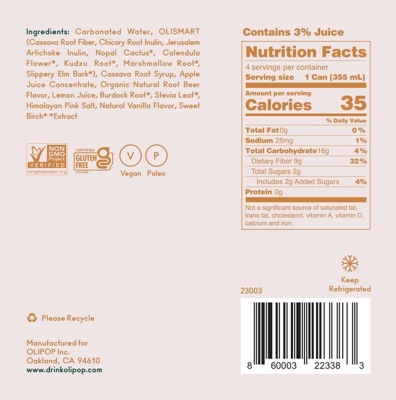 Olipop Classic Root Beer 4pk 12oz Can- XL