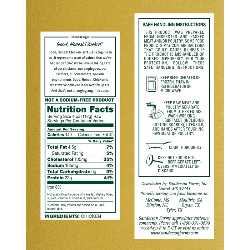 Sanderson Frozen Boneless Skinless Chicken Thighs - Weight Varies (1-1.5 lb)