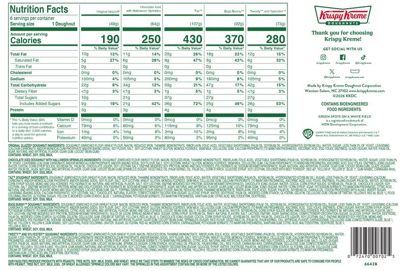 Krispy Kreme Looney Tunes Halloween Collection Doughnuts - 6ct
