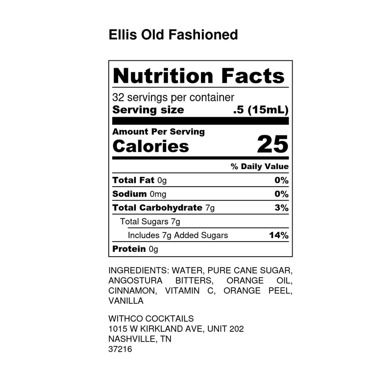 WithCo Cocktails Ellis Old Fashioned Non-Alcoholic Cocktail Mixer 16oz Btl