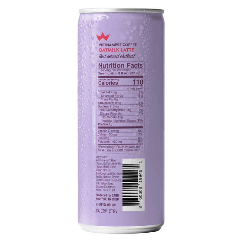 Sang Cinnamon Oatmilk Latte 8oz Can