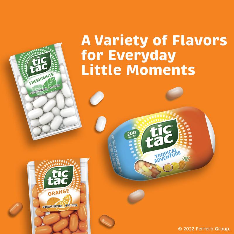 Tic Tac Orange Flavored Mints, On-The-Go Refreshment, 3.4 oz Bottle Pack