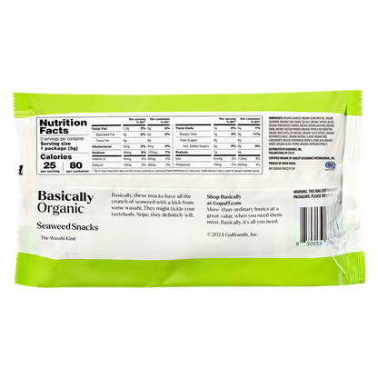 Basically Organic Wasabi Seaweed Snacks, 3 pack