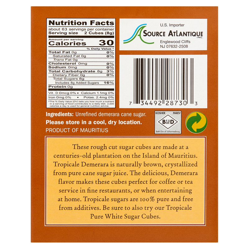 Tropicale Demerara Rough Cut Sugar Cubes 17.6oz