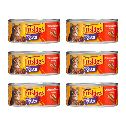 6 Ct Purina Friskies Meaty Bits Chicken in Gravy Wet Cat Food 5.5oz