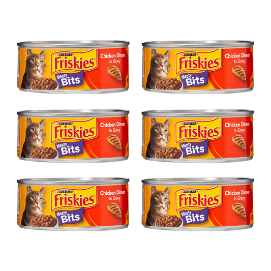 6 Ct Purina Friskies Meaty Bits Chicken in Gravy Wet Cat Food 5.5oz