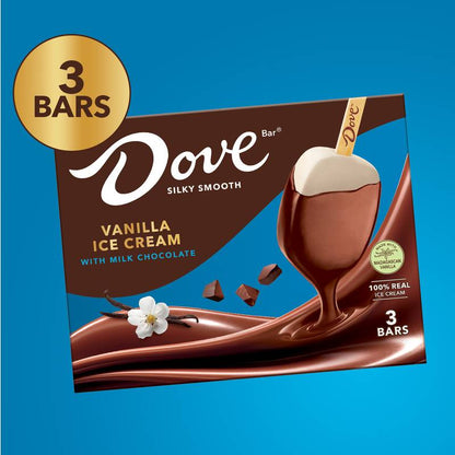 DOVE Vanilla Ice Cream Bars Coated With Milk Chocolate, 3ct