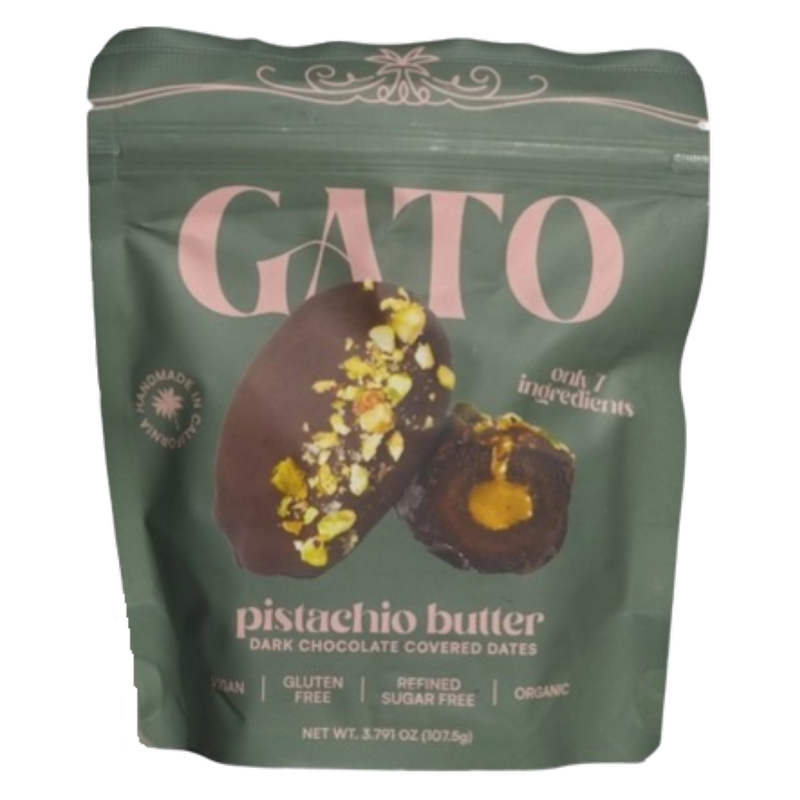Gato Dates Chocolate Covered Dates with Pistachio Butter, 3.791 oz