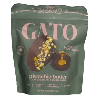 Gato Dates Chocolate Covered Dates with Pistachio Butter, 3.791 oz