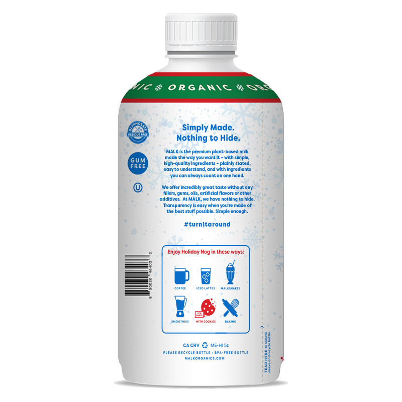 MALK Organic Almond Holiday Nog 28oz Btl