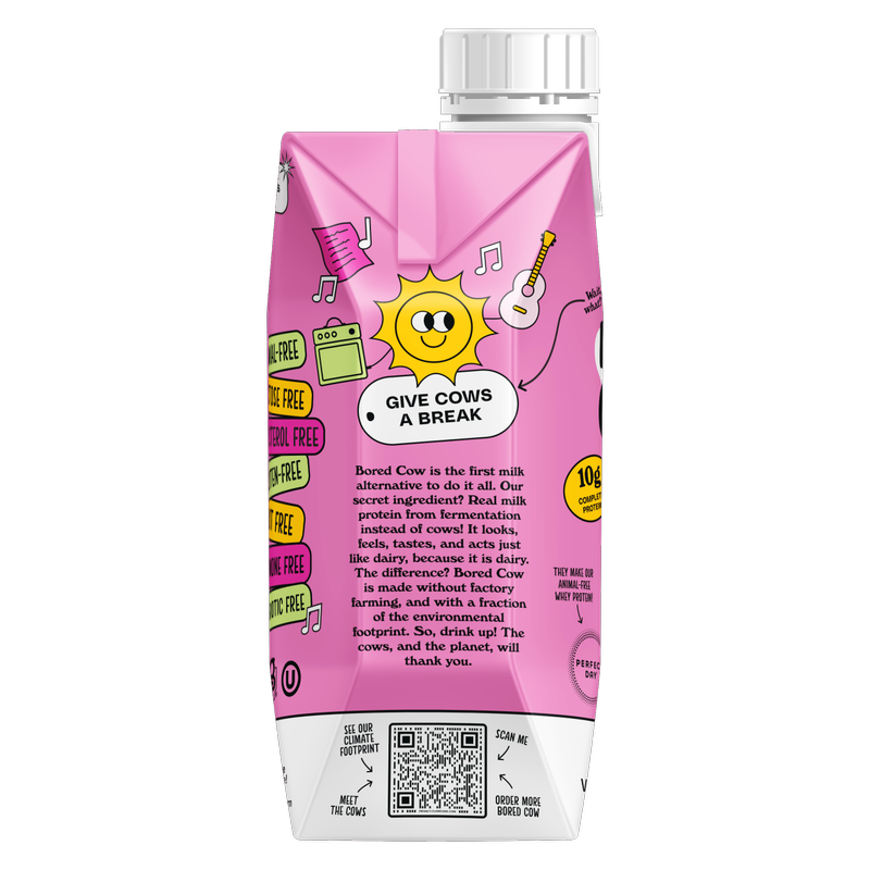 Bored Cow Animal-free Dairy Milk Strawberry 11oz Ctn