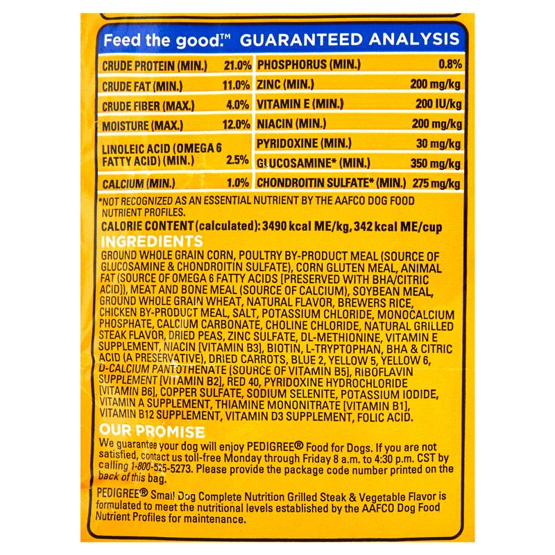 Pedigree Small Dog Grilled Steak & Vegetable Dry Dog Food 3.5lb