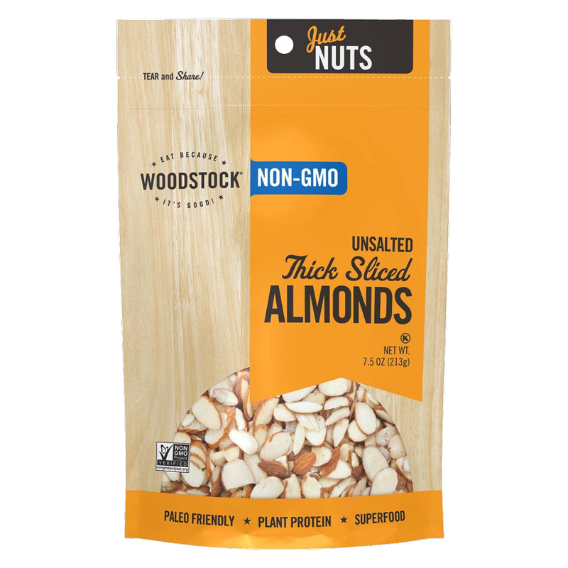 Woodstock All Natural Thick Raw Almonds Sliced, 7.5oz.