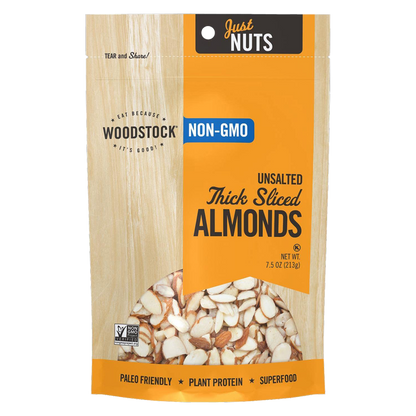 Woodstock All Natural Thick Raw Almonds Sliced, 7.5oz.