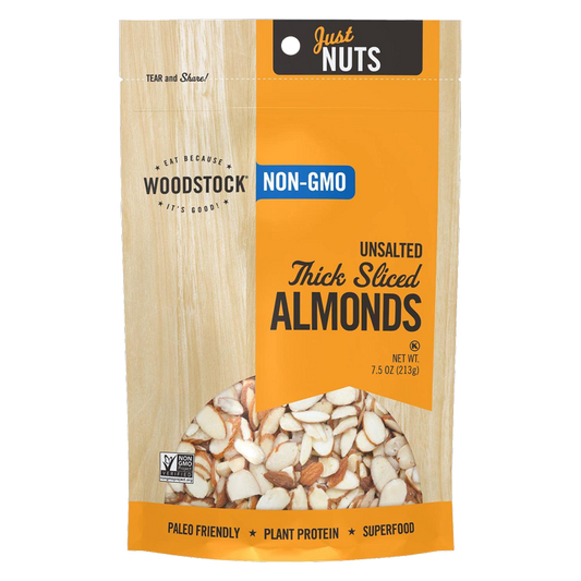 Woodstock All Natural Thick Raw Almonds Sliced, 7.5oz.