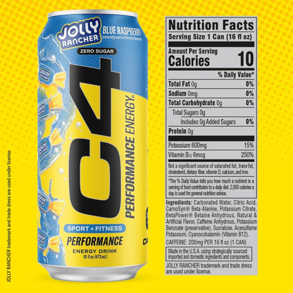 C4 Energy Zero Sugar Jolly Rancher Blue Raspberry 16oz Can