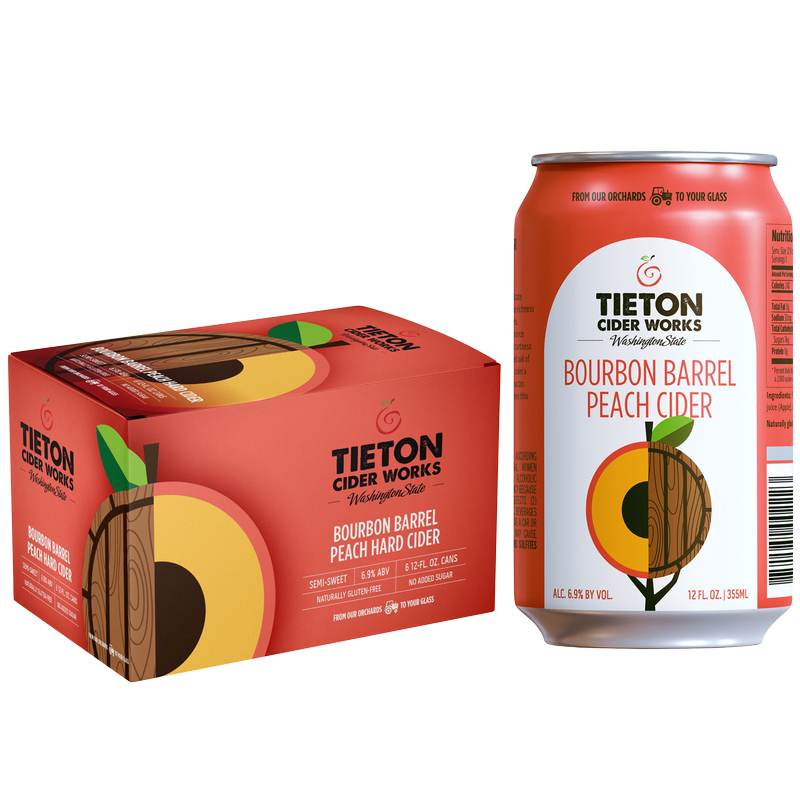 Tieton Cider Works Bourbon Barrel Peach Cider 6pk 12oz Can