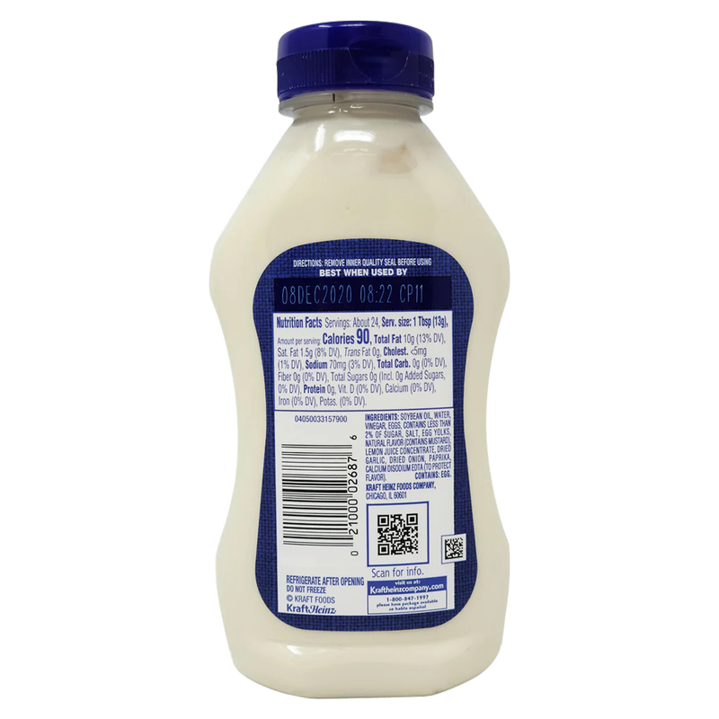 Kraft Real Mayo Creamy & Smooth Mayonnaise 12oz