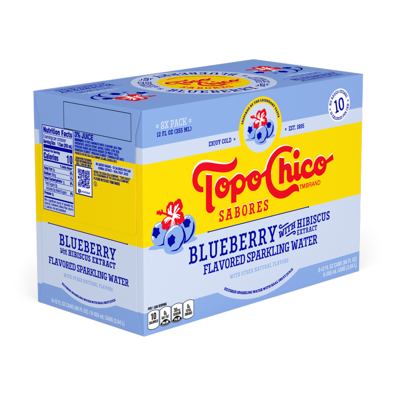 Topo Chico Sabores Blueberry with Hibiscus Extract Flavored Sparkling Water 8pk 12oz Can