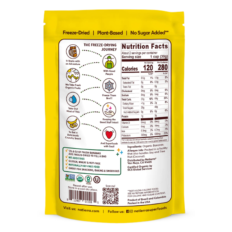 Natierra Freeze Dried Banana, 2.5oz