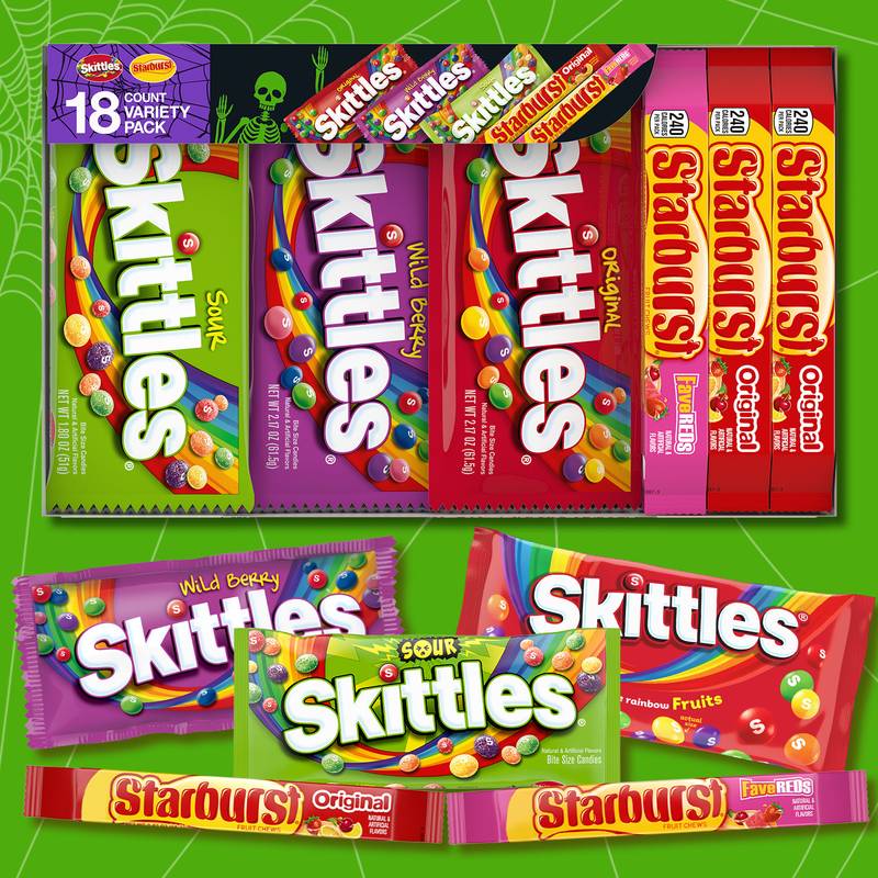 Skittles & Starburst Chewy Variety Pack Candy - 18 Count Box