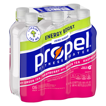 Propel Zero Sugar Energy Boost Raspberry Green Tea 6pk 16.9oz Btl