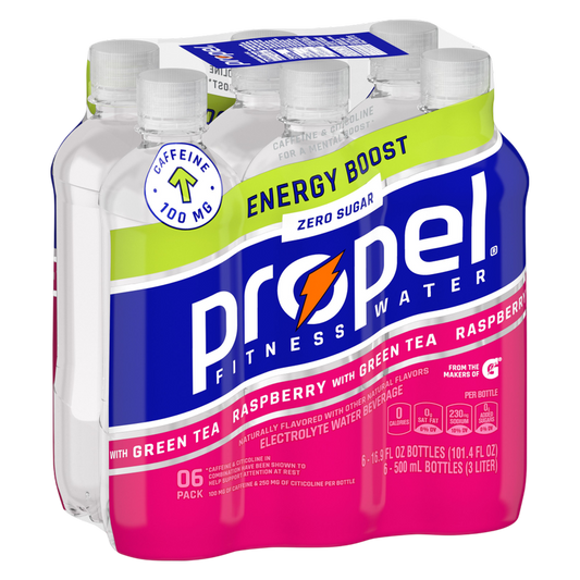 Propel Zero Sugar Energy Boost Raspberry Green Tea 6pk 16.9oz Btl