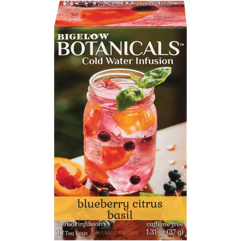 Bigelow Botanicals Blueberry Citrus Basil Cold Water Infusion Caffeine Free Tea Bags 18ct Box