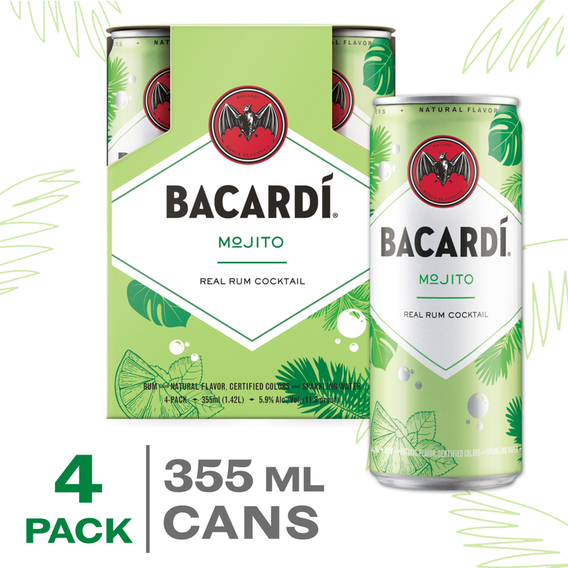 Bacardi Mojito Rum Cocktails 4pk 12oz 5.9% ABV