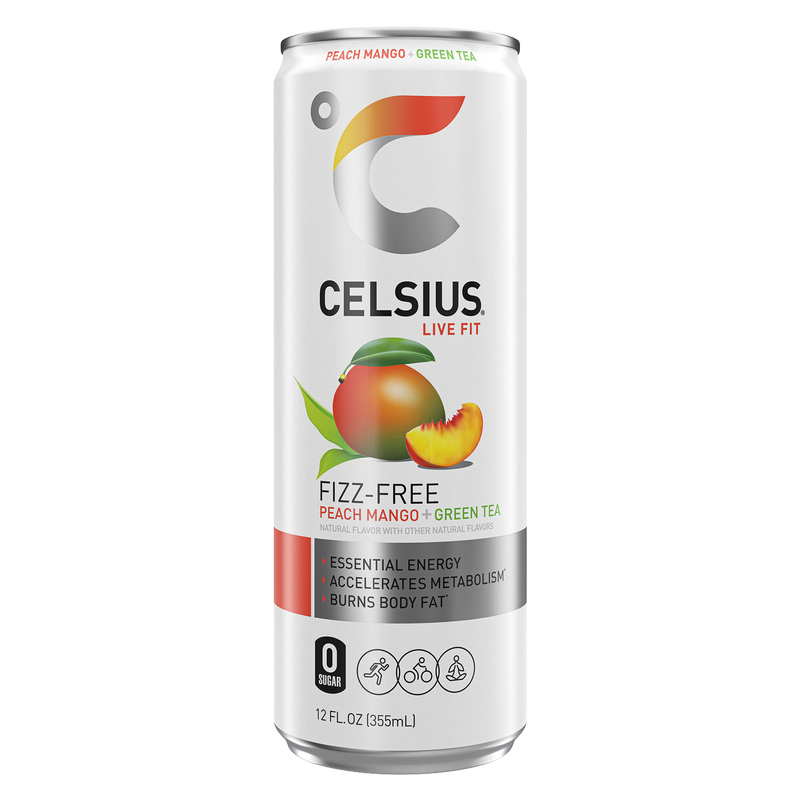 CELSIUS Peach Mango Green Tea Essential Energy Drink 12oz Can