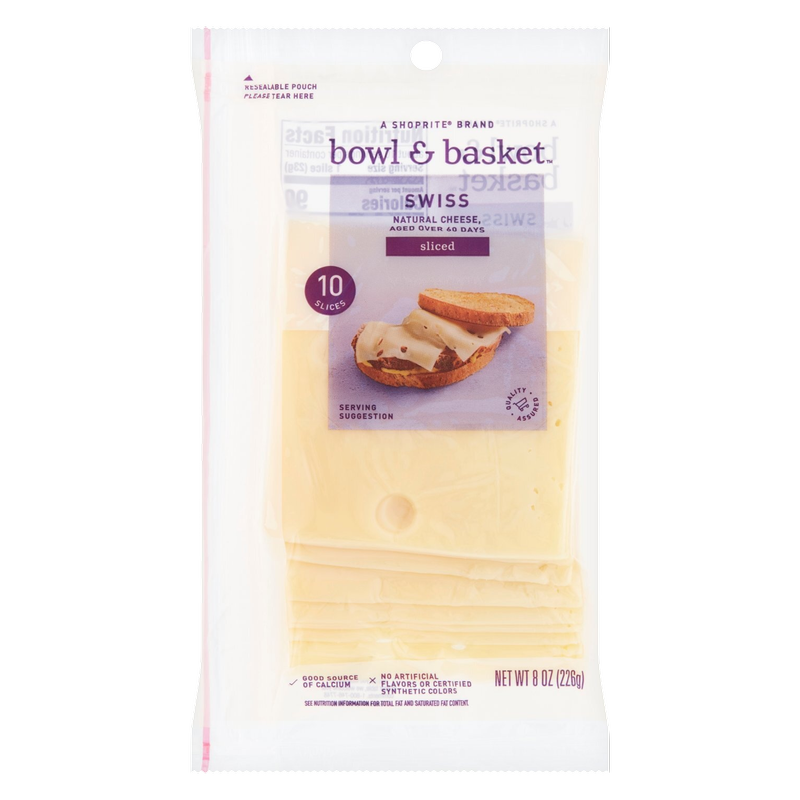 Bowl & Basket Sliced Swiss Natural Cheese - 8oz / 10ct