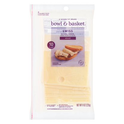 Bowl & Basket Sliced Swiss Natural Cheese - 8oz / 10ct