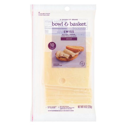 Bowl & Basket Sliced Swiss Natural Cheese - 8oz / 10ct