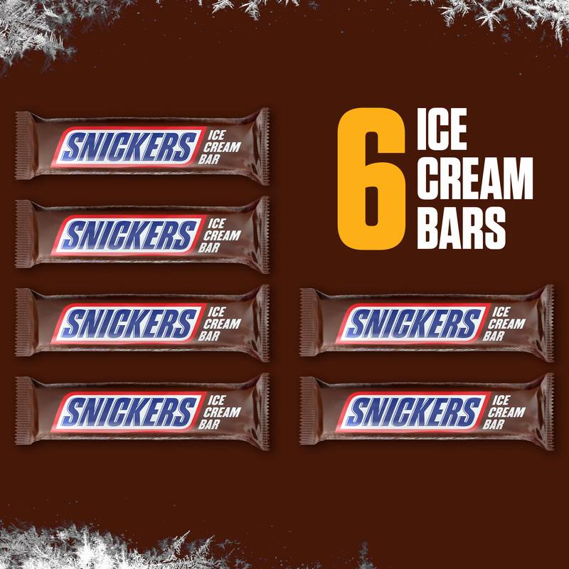 SNICKERS Ice Cream, Chocolatey Caramel Peanut Butter Ice Cream Bars, 6ct