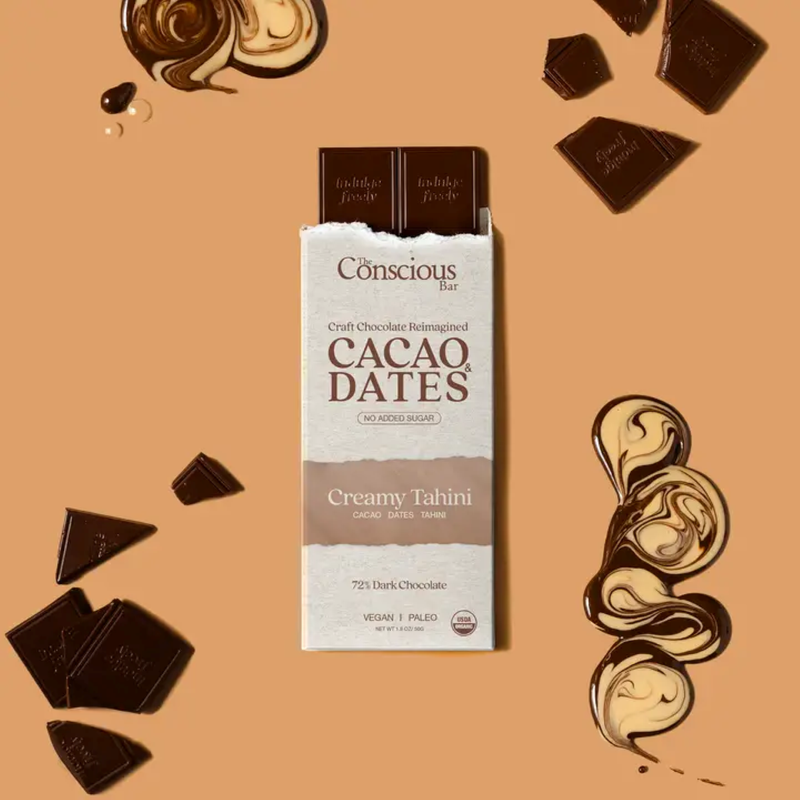 The Concious Bar Date Sweetened Dark Chocolate - Creamy Tahini, 1.8 oz