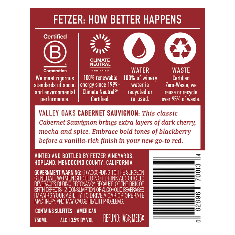 Fetzer Cabernet Sauvignon 750ml