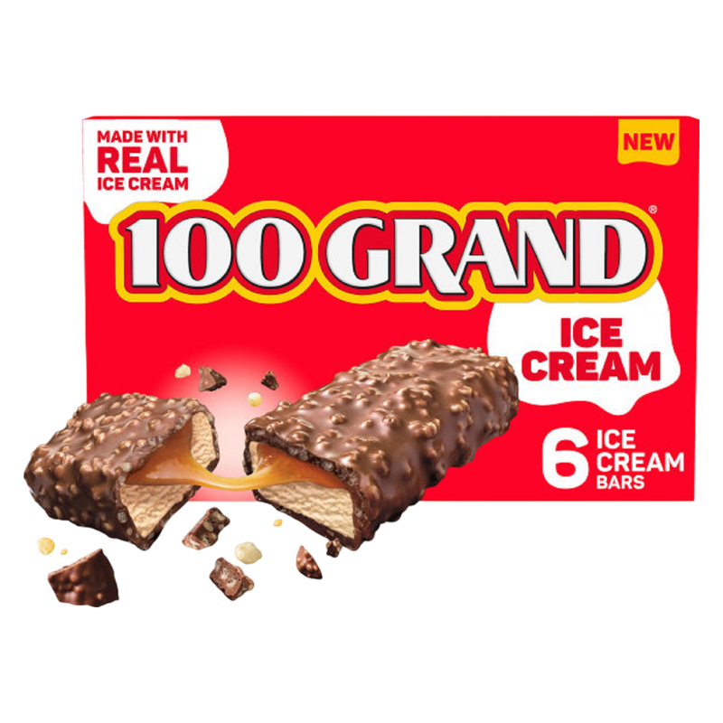 100 Grand Caramel Ice Cream Bars, 6 Pack, Frozen Dessert