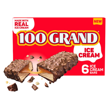 100 Grand Caramel Ice Cream Bars, 6 Pack, Frozen Dessert