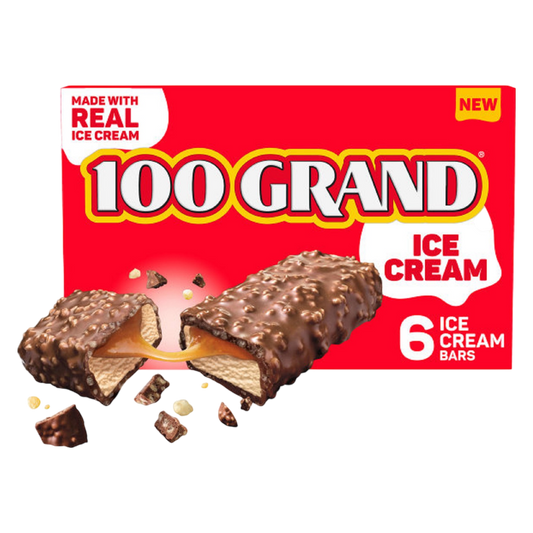 100 Grand Caramel Ice Cream Bars, 6 Pack, Frozen Dessert