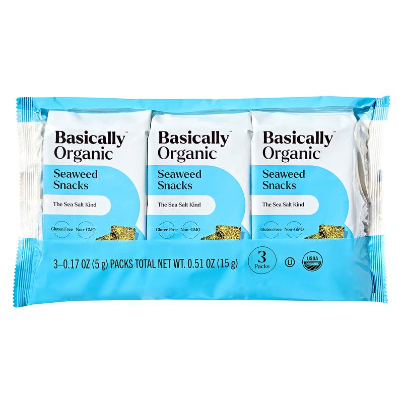 Basically Organic Sea Salt Seaweed Snacks, 3 pack