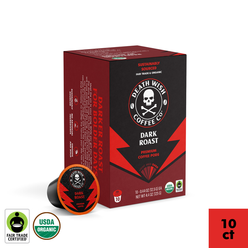 Death Wish Coffee Organic Dark Roast K-Cups 10ct Box