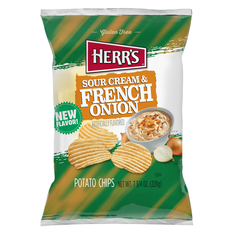 Herr's Sour Cream and French Onion Ripple Chips, 7.75 oz
