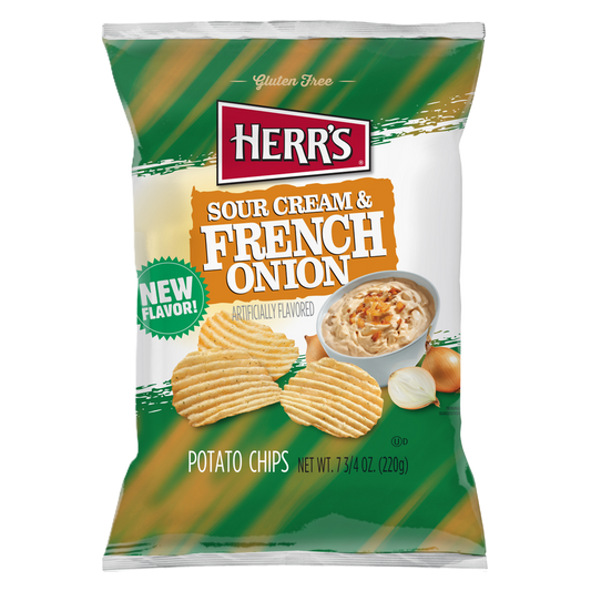 Herr's Sour Cream and French Onion Ripple Chips, 7.75 oz