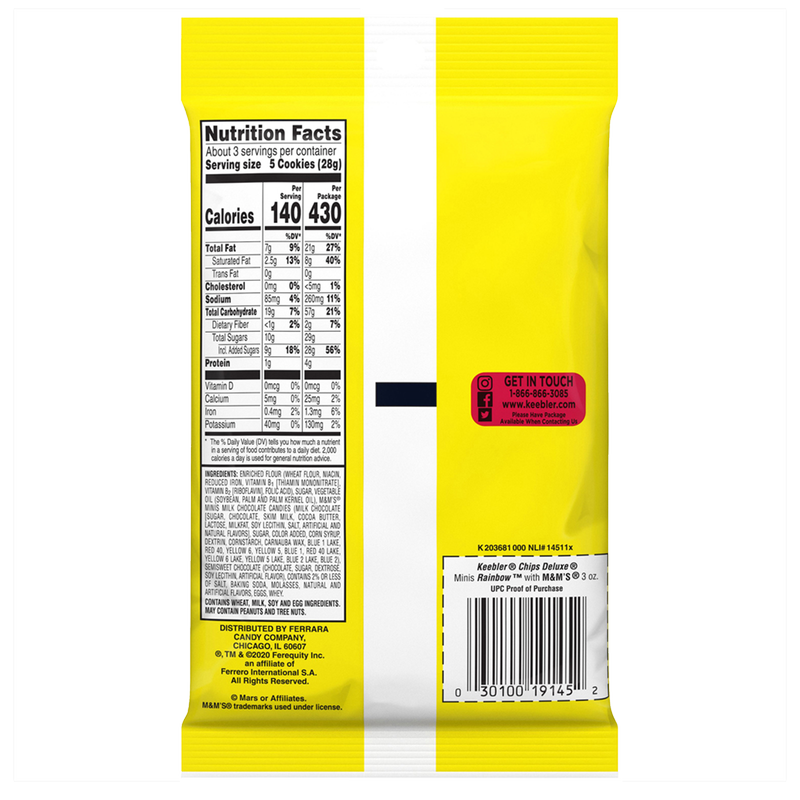 Keebler Chips Deluxe Cookies with Rainbow M&M Candies, 3 oz