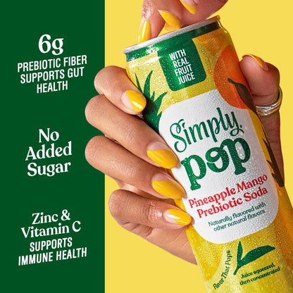 Simply Pop Pineapple Mango Prebiotic Soda 12oz Can